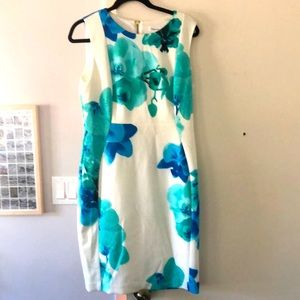 Calvin Klein size 12 white and blue floral dress in great condition!